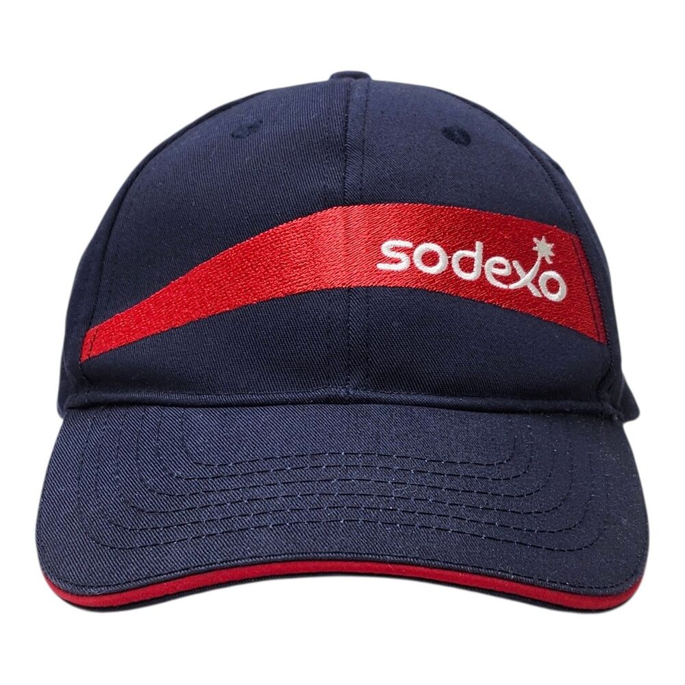 Sodexo Employee Uniform Baseball Cap Hat Navy Blue Red Adjustable Strapback